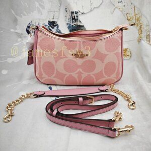 Coach Teri Shoulder Bag Signature Canvas Powder Pink